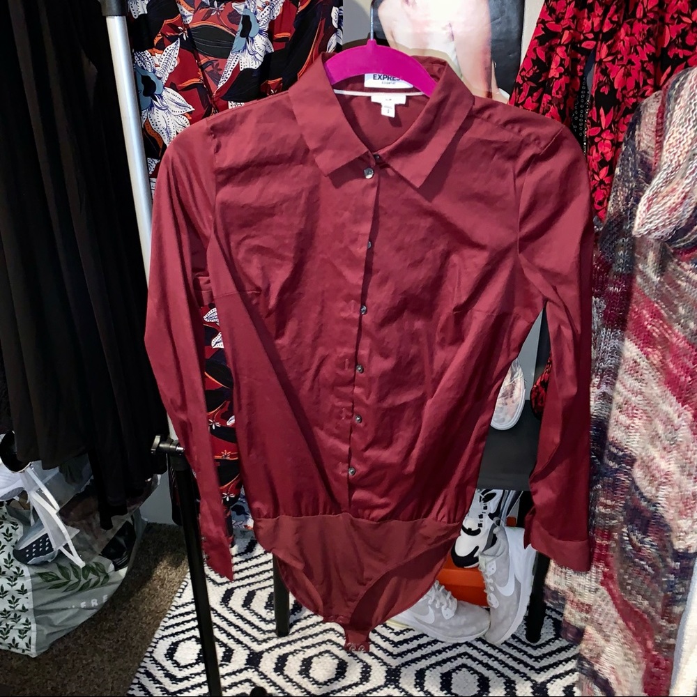 Express Long Sleeve Button-Up Body Suit Size XS-EUC